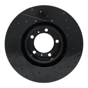 Audi e-Tron GT Brake Rotor (1) - Left Front - R1 Concepts - Drilled & Slotted - Black - `10-`24